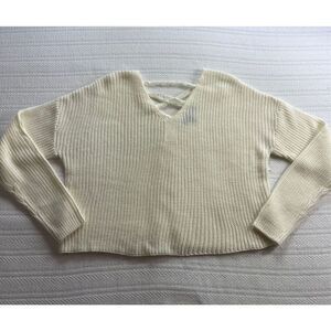 Derek Heart Juniors LARGE CREAM SWEATER  WITH LACE TIED UP BACK